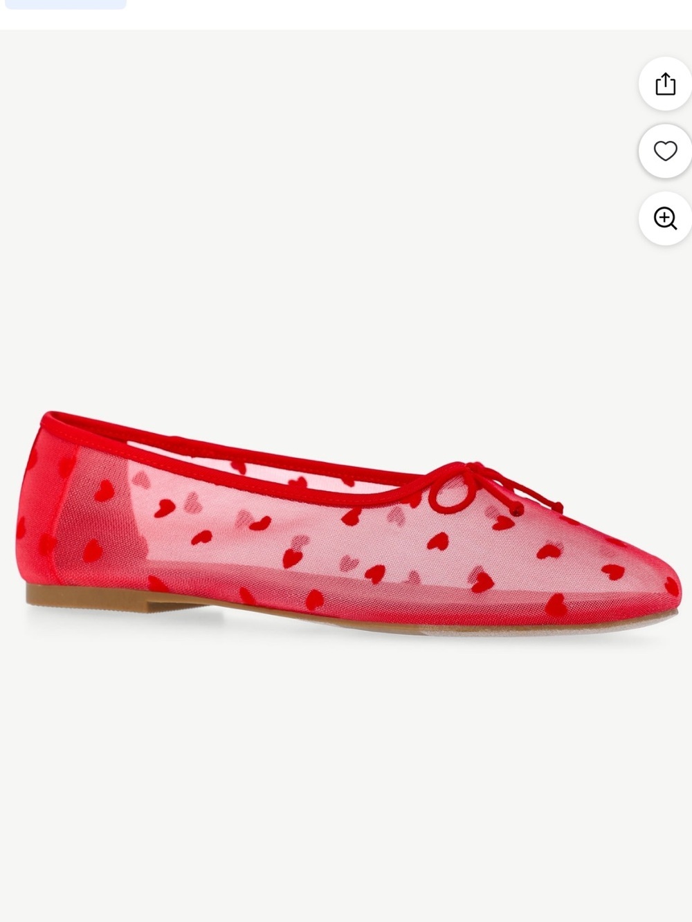 No Boundaries Women Mesh Ballet Flats SZ 9.5 New Red Hearts Bows Soft Girl Fairy